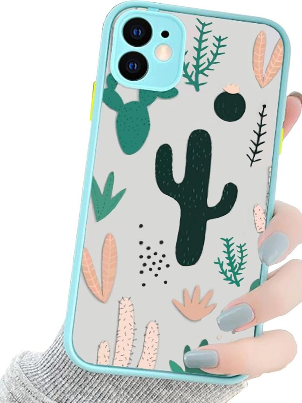 Compatible for iPhone 11 Case Clear Cactus Pattern, Cute Green iPhone 11 Case fo